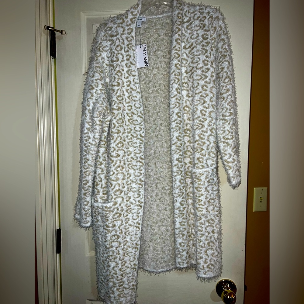 NWT Nine West Gold and Cream Cardigan
